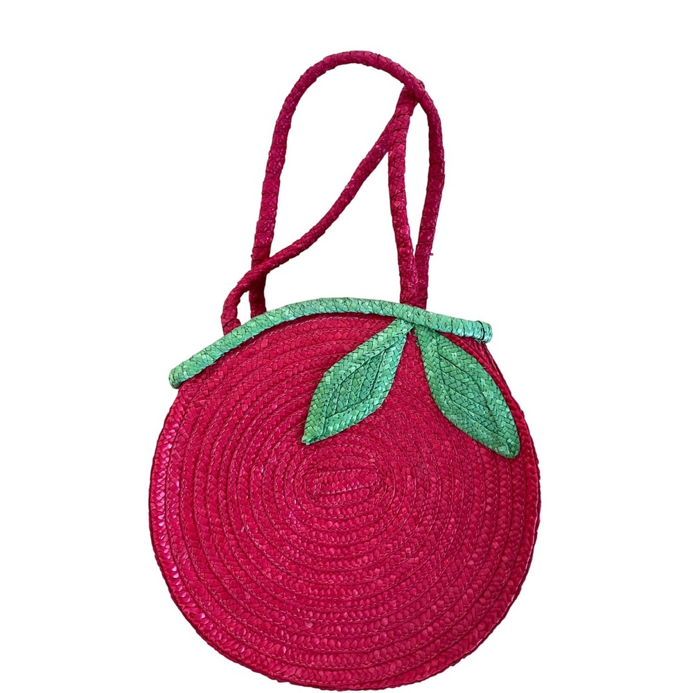 Vintage  Woven Tote Retro Cherry Straw Tote Bag Cottagecore Fruitcore Whimsical